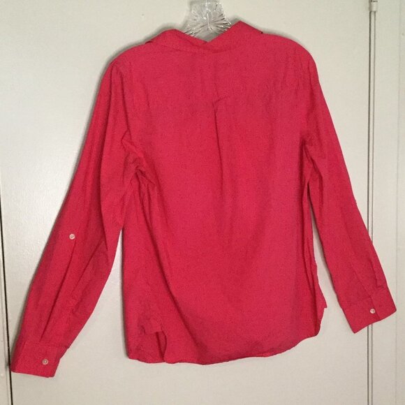Talbots Bright Pink Half Button Front Cotton Shirt - Picture 6 of 8